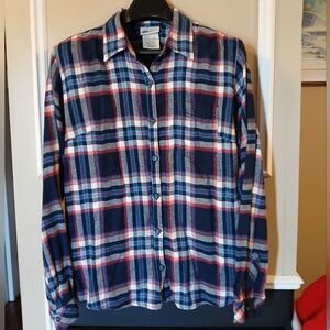 Dickies Women's Plaid Flannel Button Down Shirt Size Medium